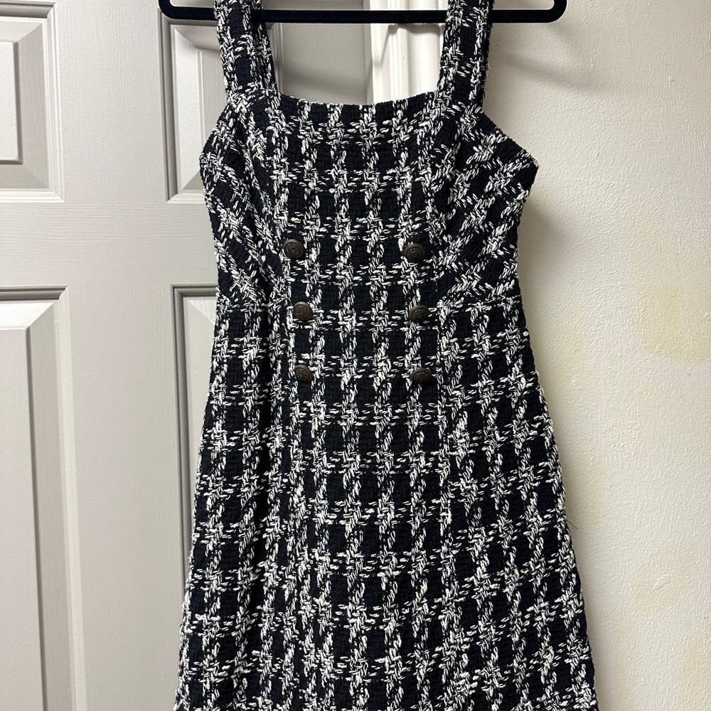 Anthropologie Black and White Tweed Mini Dress
